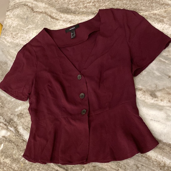 Forever 21 Peplum Deep Purple Button Blouse - Picture 10 of 10